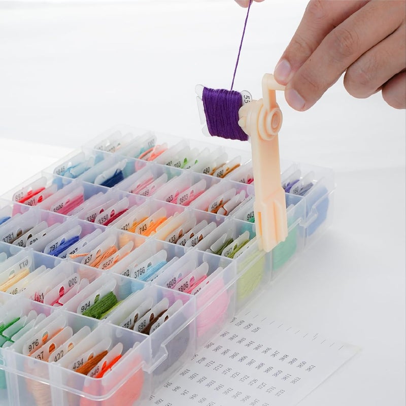 Rumhut 2 Pack Embroidery Floss Organizer with 216 Pcs Embroidery Floss, Floss Windern and Floss Number Stickers for Craft DIY Embroidery Sewing Storage - Image 3